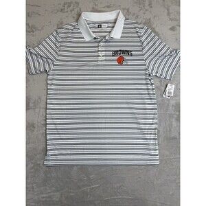 Cleveland Browns NFL Team Apparel Polo Shirt Men’s Large Striped NWT